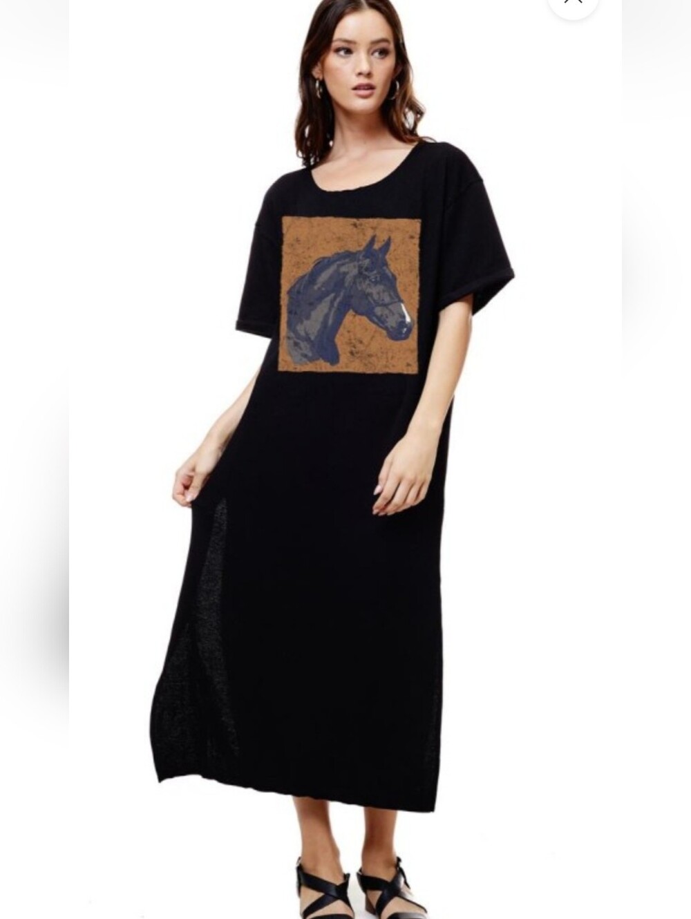 NEW Black 'Mustsang" Graphic Maxi T-Shirt Dress